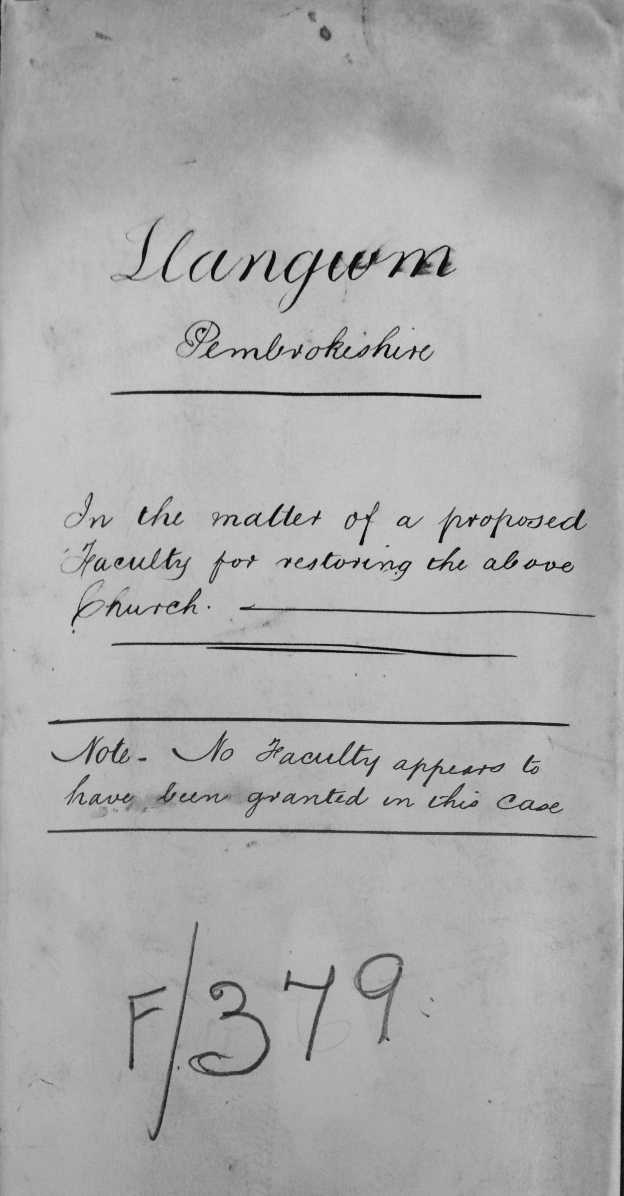 Proposed Faculty for Restoring the Church 1879