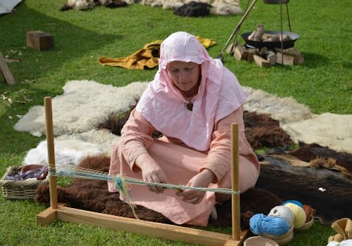 Medieval re-enactor cooking