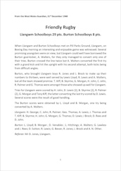 Match Report Llangwm Schoolboys v Burton Schoolboys 1948